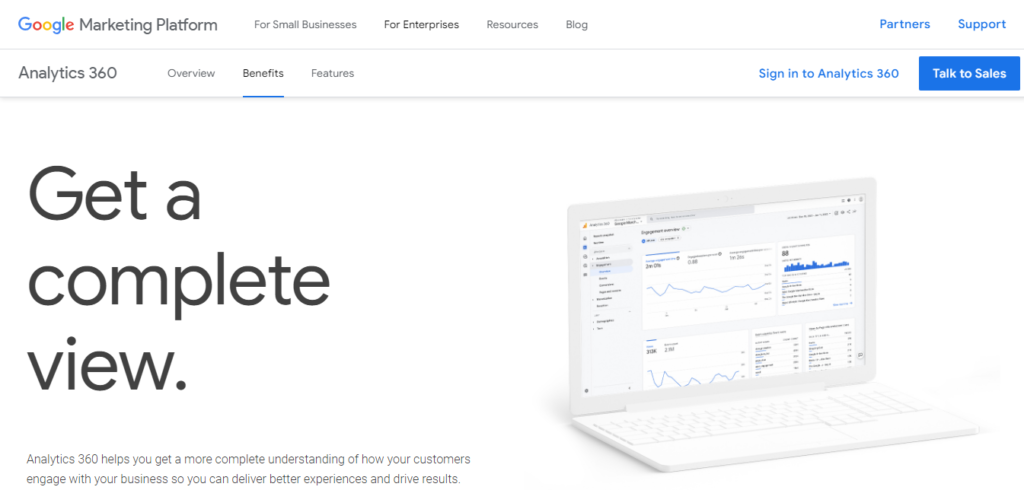 Google Analytics 360 Suite Landing Page