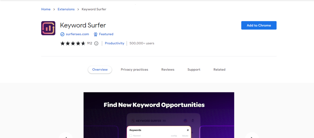 Keyword Surfer Extension Concept
