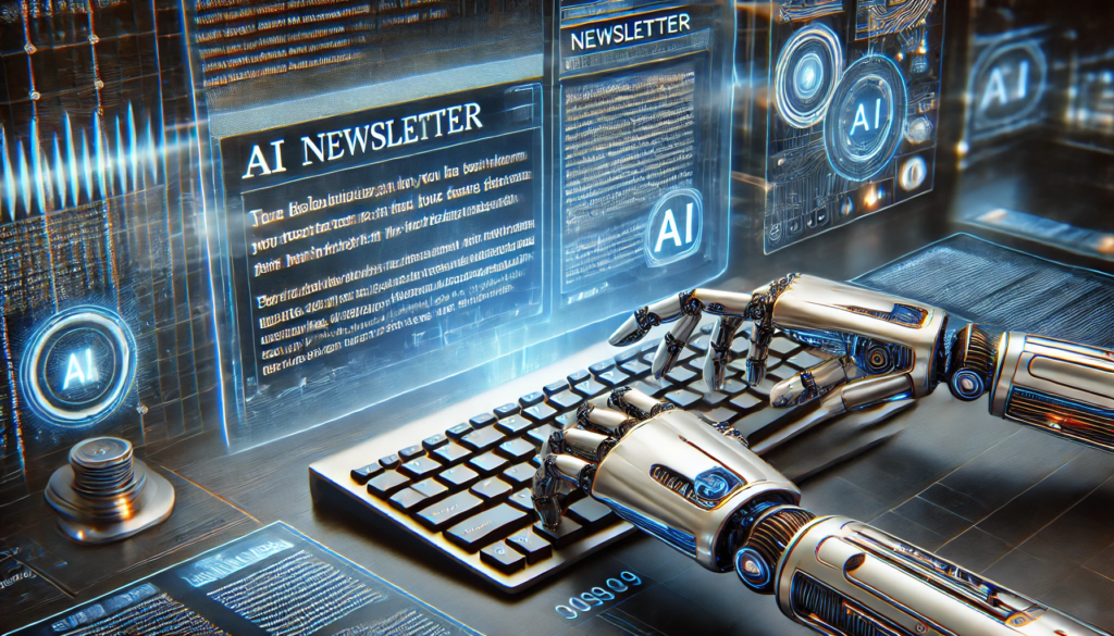 AI machine in the process of typing a newsletter.