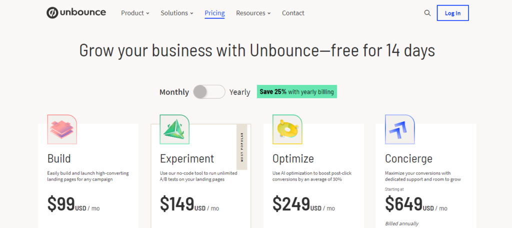 Unbounce Pricing